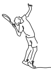 One continuous line drawing, tennis