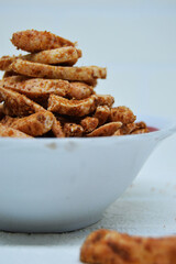 Basreng aka fried meatballs is a typical West Java snack. Usually mixed with dry spices, such as chili powder, so that the taste is more sticky.