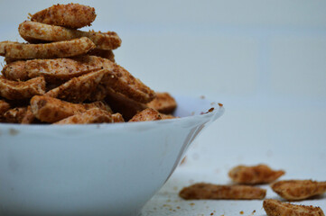 Basreng aka fried meatballs is a typical West Java snack. Usually mixed with dry spices, such as chili powder, so that the taste is more sticky.