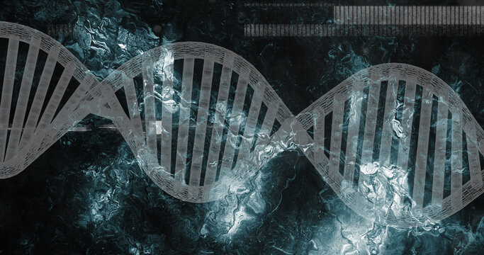 Image of dna strand over black background