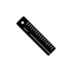 Ruler tool, stationery icon in black flat glyph, filled style isolated on white background