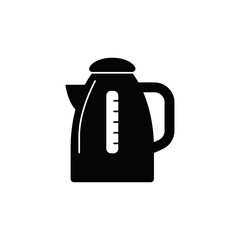 Drinking Boiler pot icon in black flat glyph, filled style isolated on white background