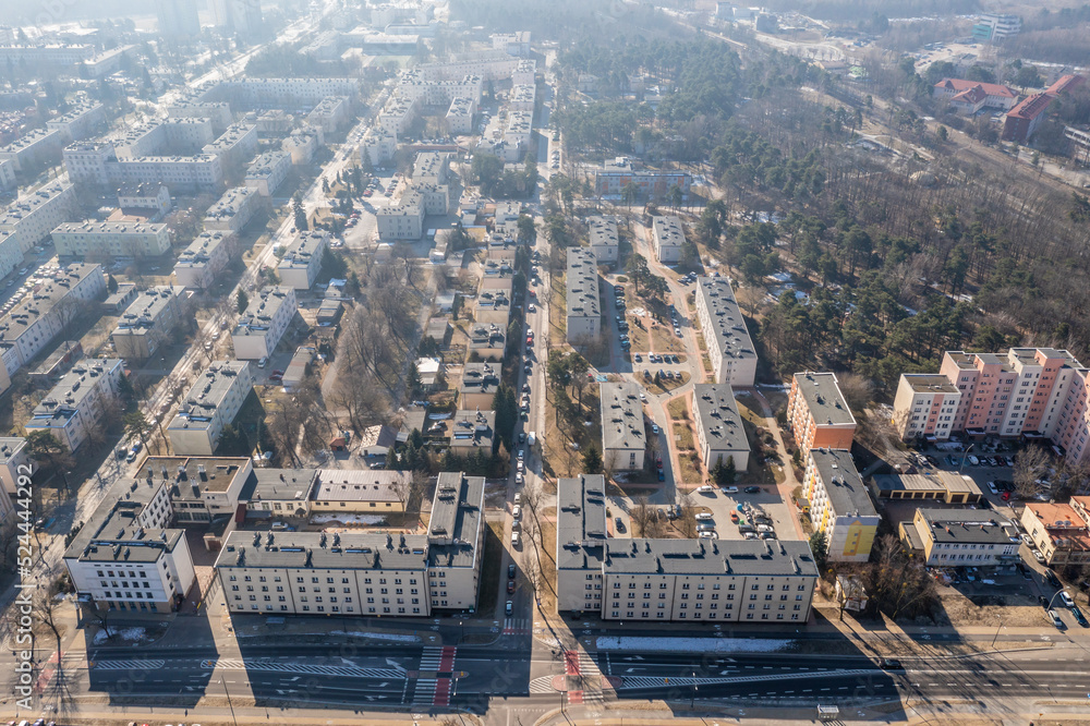 Wall mural Buildings in Stalowa Wola city in Subcarpathia region of Poland