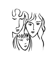 Face of human. Family line art.