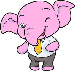 cute elephant cartoon mascot character
