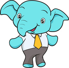 cute elephant cartoon mascot character