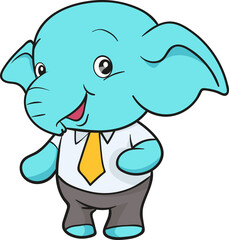 cute elephant cartoon mascot character