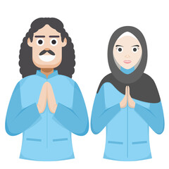 Couple Happy Eid Al Fitr Adha Ramadan Pose Give Wishing