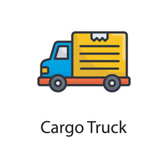 Cargo Truck vector filled outline Icon Design illustration. Miscellaneous Symbol on White background EPS 10 File