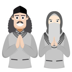 Couple Happy Eid Al Fitr Adha Ramadan Pose Give Wishing