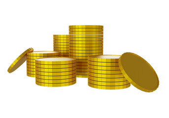 Stacks of gold coins.3D rendering