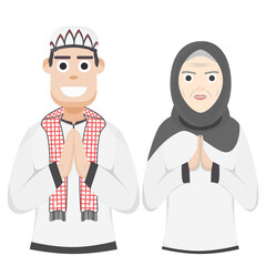 Couple Happy Eid Al Fitr Adha Ramadan Pose Give Wishing