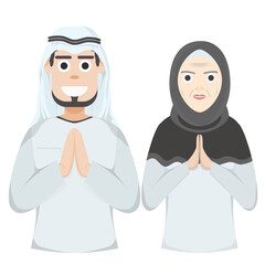 Couple Happy Eid Al Fitr Adha Ramadan Pose Give Wishing