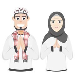 Couple Happy Eid Al Fitr Adha Ramadan Pose Give Wishing