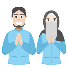 Couple Happy Eid Al Fitr Adha Ramadan Pose Give Wishing