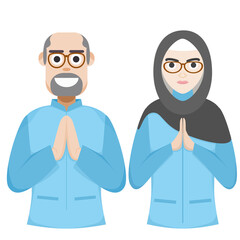 Couple Happy Eid Al Fitr Adha Ramadan Pose Give Wishing