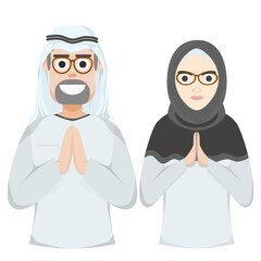 Couple Happy Eid Al Fitr Adha Ramadan Pose Give Wishing