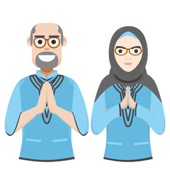 Couple Happy Eid Al Fitr Adha Ramadan Pose Give Wishing