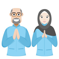 Couple Happy Eid Al Fitr Adha Ramadan Pose Give Wishing