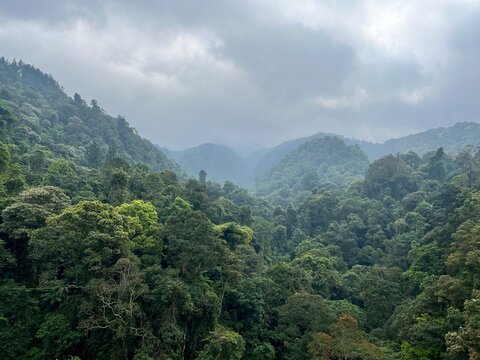 Suspension Bridges and Waterfall "Curug Sawer" in Sukabumi, Indonesia