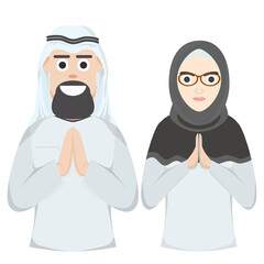 Couple Happy Eid Al Fitr Adha Ramadan Pose Give Wishing