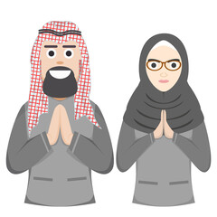 Couple Happy Eid Al Fitr Adha Ramadan Pose Give Wishing