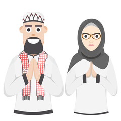 Couple Happy Eid Al Fitr Adha Ramadan Pose Give Wishing