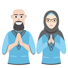 Couple Happy Eid Al Fitr Adha Ramadan Pose Give Wishing