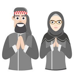 Couple Happy Eid Al Fitr Adha Ramadan Pose Give Wishing