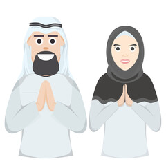 Couple Happy Eid Al Fitr Adha Ramadan Pose Give Wishing