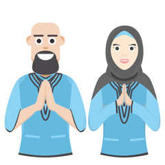 Couple Happy Eid Al Fitr Adha Ramadan Pose Give Wishing