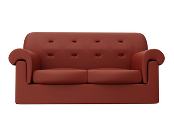 Brown couch with pillows.3D rendering