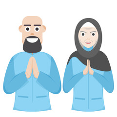 Couple Happy Eid Al Fitr Adha Ramadan Pose Give Wishing