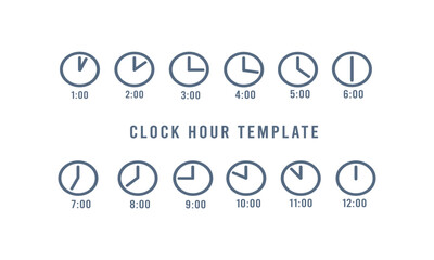 Clock time hand drawn set design template, Modern vector design template
