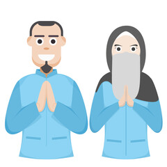 Couple Happy Eid Al Fitr Adha Ramadan Pose Give Wishing