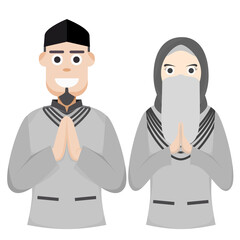 Couple Happy Eid Al Fitr Adha Ramadan Pose Give Wishing