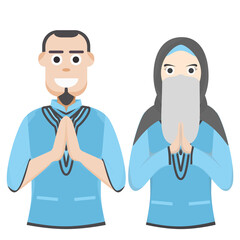 Couple Happy Eid Al Fitr Adha Ramadan Pose Give Wishing