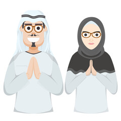 Couple Happy Eid Al Fitr Adha Ramadan Pose Give Wishing