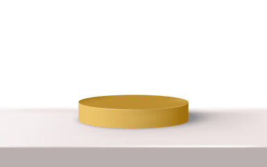 3d golden podium with white background