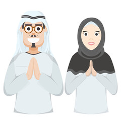 Couple Happy Eid Al Fitr Adha Ramadan Pose Give Wishing