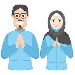 Couple Happy Eid Al Fitr Adha Ramadan Pose Give Wishing