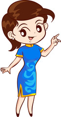 cute woman character in chinese traditional style