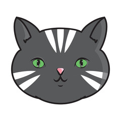 Cute Head Cat Solid Black Strip Color