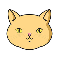 Cute Head Cat Solid Orange Color