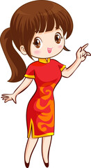 beautiful chinese woman character in traditional style dress