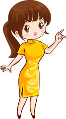 beautiful chinese woman character in traditional style dress