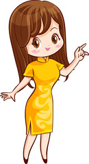 beautiful chinese woman character in traditional style dress