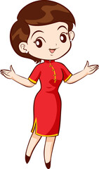 beautiful chinese woman character in traditional style dress