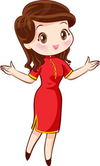 beautiful chinese woman character in traditional style dress
