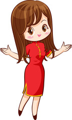 beautiful chinese woman character in traditional style dress